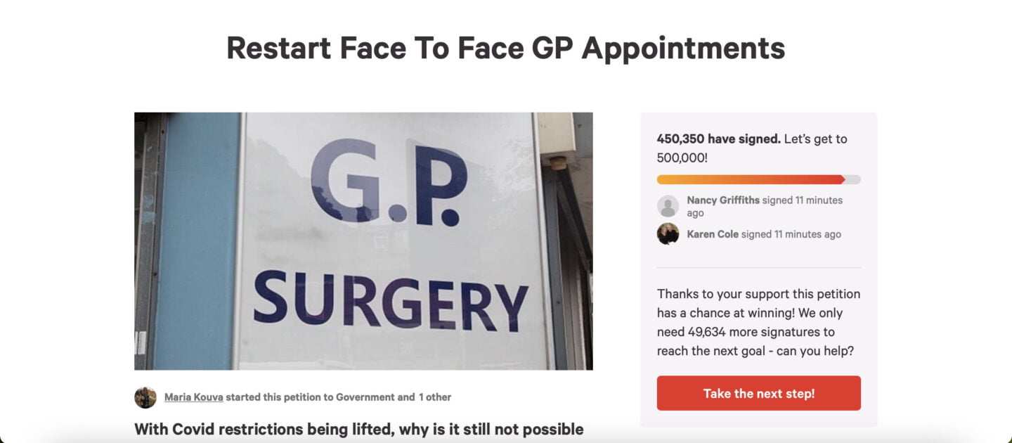 Restart Face To Face GP Appointments