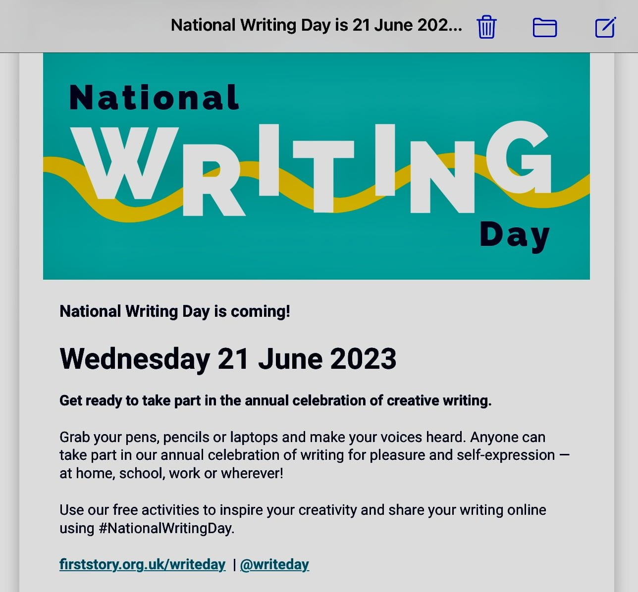 NATIONAL WRITING DAY