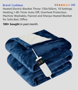HEATED THROW FROM AMAZON